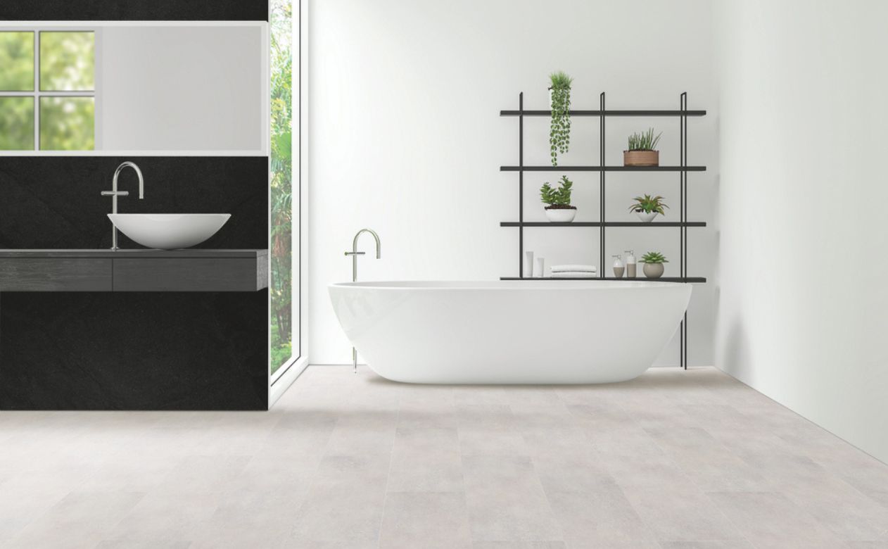 bathroom design with luxury vinyl tile flooring