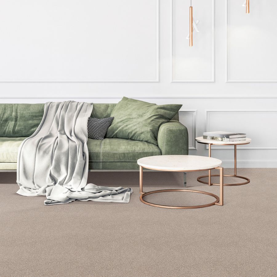 carpet in living room green couch